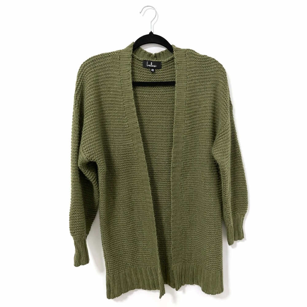 Lulu’s Olive Green Knit Cardigan Sweater Women’s Sz XS